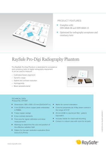 RaySafe Pro-Digi Radiography Phantom Leaflet