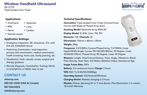 Wireless Handheld Ultrasound SX-1CTS