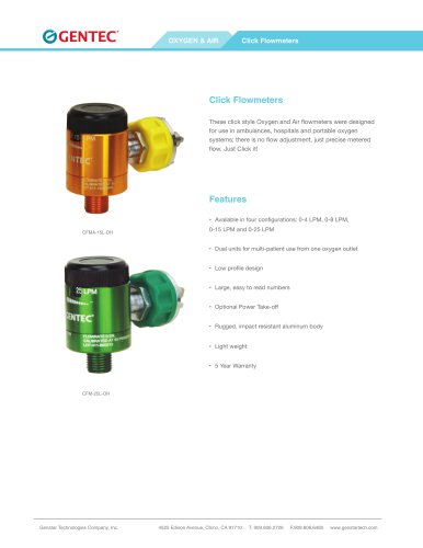 Click Flowmeters Oxygen and Air