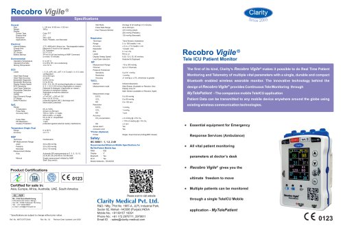 Portable Patient Vital Monitor - Recobro Vigile&reg;