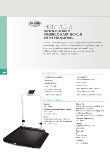 H351-10-2 SINGLE-RAMP WHEELCHAIR SCALE WITH HANDRAIL