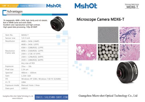 Mshot MDX6-T 16.0MP microscope camera catalogue