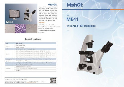 Mshot ME41 digital inverted phase contrast microscope