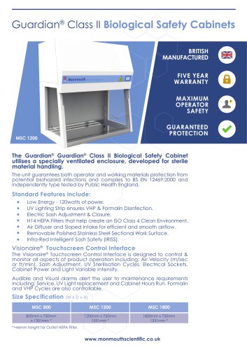 Monmouth Scientific Guardian Biological Safety Cabinets