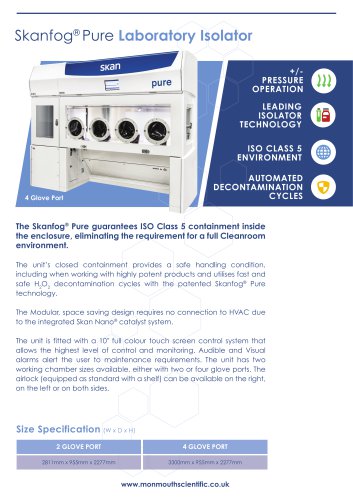 Monmouth Scientific | Skan Pure Laboratory Isolator