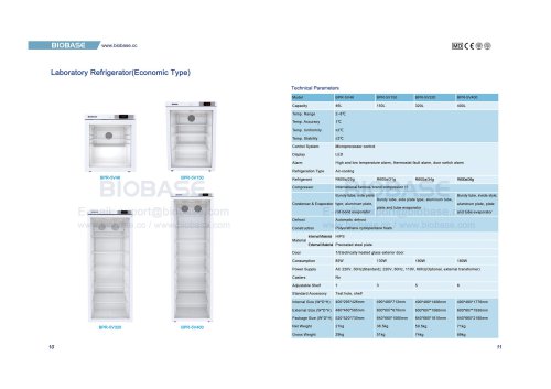 10-11 Laboratory Refrigerator(Economic Type) BPR-5V46 BPR-5V150 BPR-5V320 BPR-5V400