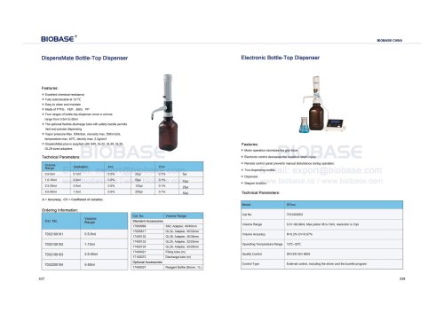 327-328 DispensMate Bottle-Top Dispenser & Electronic Bottle-Top Dispenser
