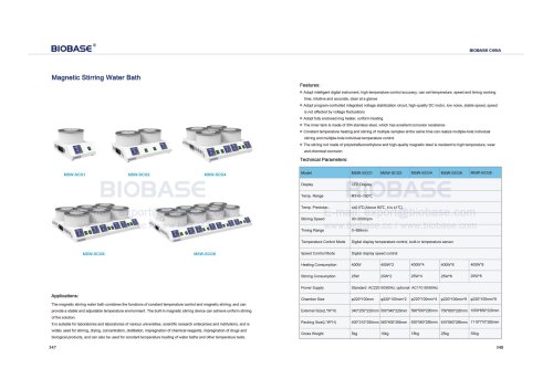 347-348 Magnetic Stirring Water Bath MSW-SCG1 MSW-SCG2 MSW-SCG4 MSW-SCG6 MSW-SCG8
