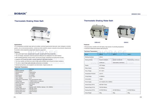 351-352 Thermostatic Shaking Water bath & Thermostatic Shaking Water bath