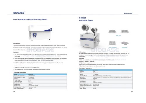 425-426 Low Temperature Blood Operating Bench