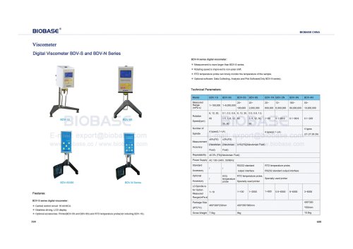Digital Viscometer BDV-S and BDV-N Series