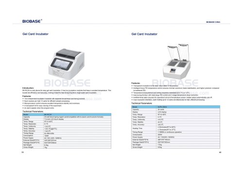Gel Card Incubator