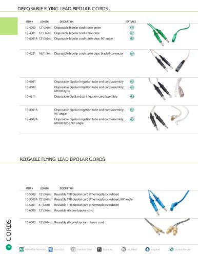 DISPOSABLE FLYING LEAD BIPOLAR CORDS