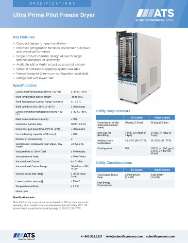 Ultra Prime Pilot Freeze Dryer