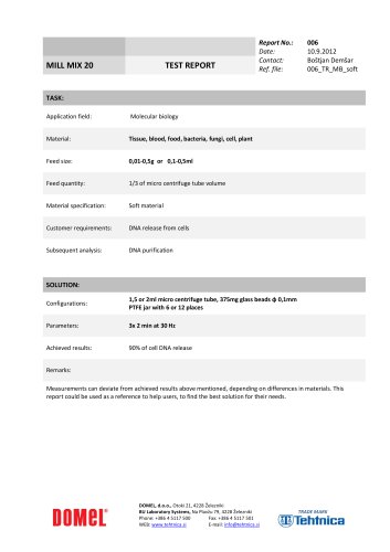 Mill Mix 20 - Life Science - DNA extraction Tissue (soft)