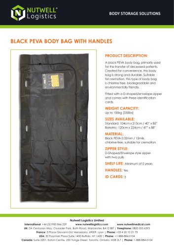 Black PEVA Body Bag with Handles