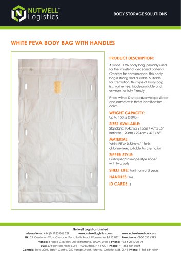 White PEVA Body Bag with Handles