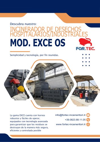 INCINERADOR DE DESECHOS HOSPITALARIOS MOD. EXCE OS