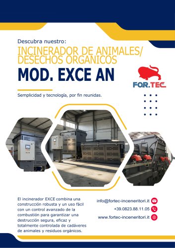 INCINERADOR DE DESECHOS ORGANICOS Y CARCASAS ANIMALES MOD. EXCE AN