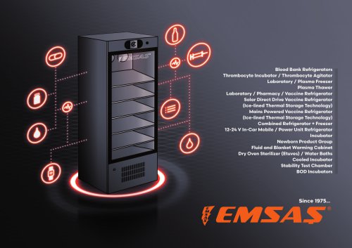 EMSAS EKN 25/50/100/200/300/600 Blood Bank Refrigerators Brochure
