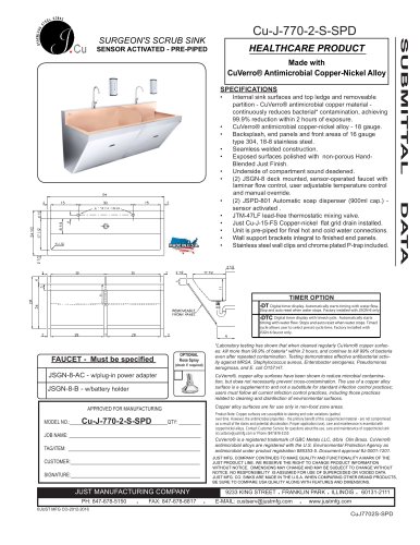 Cu-J-770-2-S-SPD SURGEON'S SCRUB SINK