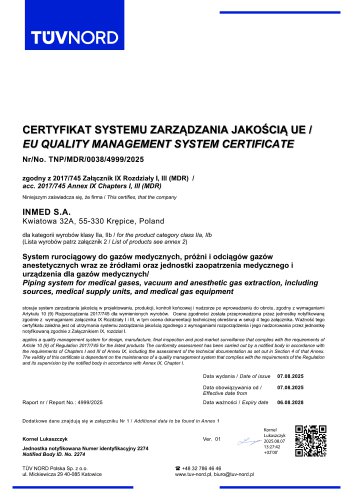  EU QUALITY MANAGEMENT SYSTEM CERTIFICATE