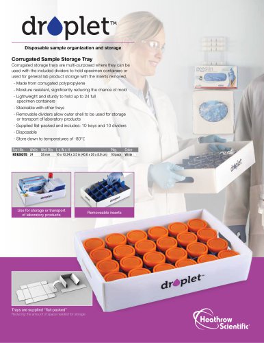 Droplet™ Corrugated Sample Storage Trays